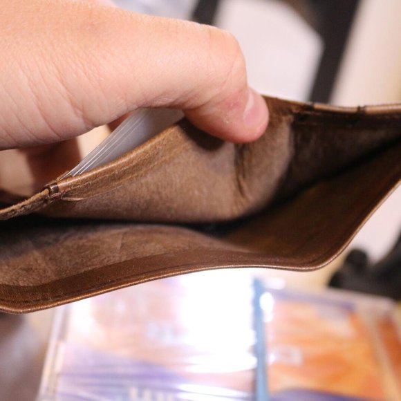 Vintage Hand Tooled Leather Brown Wallet Western Mexico - Picture 6 of 7